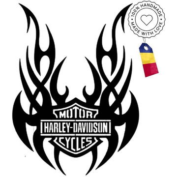 VivaTechnix Decoratiune metalica de perete Krodesign KRO-1059, Harley Davidson II, diametru 60 cm, grosime 1.5 mm