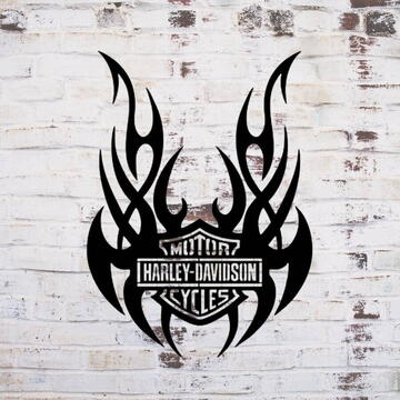 VivaTechnix Decoratiune metalica de perete Krodesign KRO-1059, Harley Davidson II, diametru 60 cm, grosime 1.5 mm