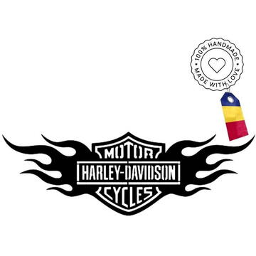 VivaTechnix Decoratiune metalica de perete Krodesign KRO-1054, Harley Davidson, diametru 60 cm, grosime 1.5 mm