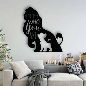 VivaTechnix Decoratiune metalica de perete Krodesign KRO-1062, Lion King, lungime 55 cm, negru, grosime 1.5 mm