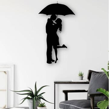 VivaTechnix Decoratiune metalica de perete Krodesign KRO-1053, Couple Love, lungime 60 cm, negru, grosime 1.5 mm