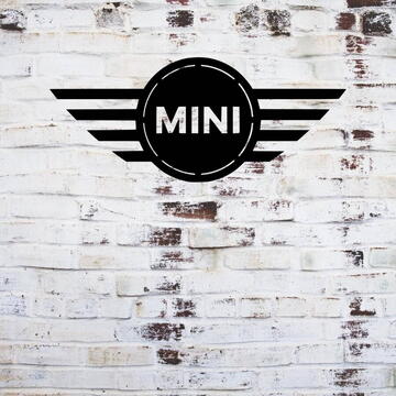 VivaTechnix Decoratiune metalica de perete Krodesign KRO-1056, Mini Cooper, diametru 50 cm, negru, grosime 1.5 mm