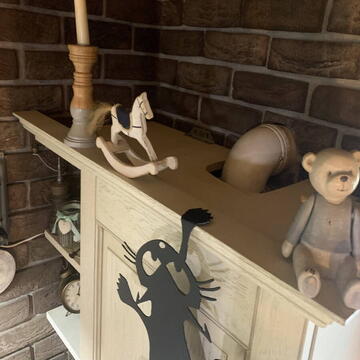 VivaTechnix Decoratiune perete Krodesign Scared Cat, negru, 35 cm