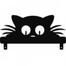 VivaTechnix Decoratiune perete Krodesign Garden Cat, negru, 26 x 50 x 1.5 cm