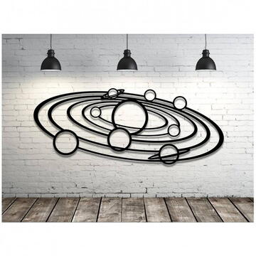 VivaTechnix Decoratiune perete Krodesign Planets, diametru 80 cm, negru
