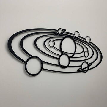 VivaTechnix Decoratiune perete Krodesign Planets, diametru 80 cm, negru