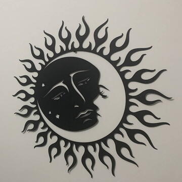 VivaTechnix Decoratiune perete Krodesign Sun Moon, diametru 60 cm, negru