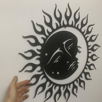 VivaTechnix Decoratiune perete Krodesign Sun Moon, diametru 60 cm, negru