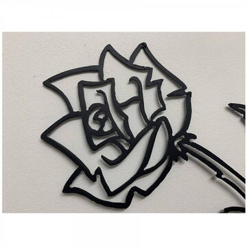 VivaTechnix Decoratiune perete Krodesign Skull Rose, diametru 50 cm, negru