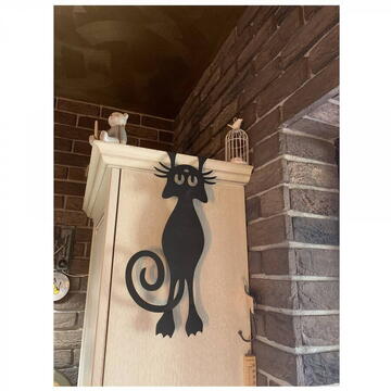 VivaTechnix Decoratiune perete Krodesign Funny Cat, lungime 52 cm, negru