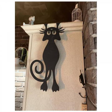 VivaTechnix Decoratiune perete Krodesign Funny Cat, lungime 52 cm, negru