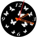 VivaTechnix Ceas de perete metalic Krodesign Butterfly, diametru 50 cm, negru