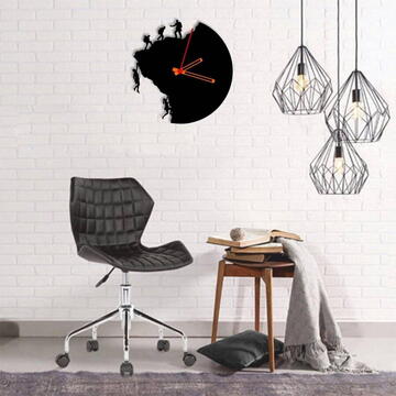 VivaTechnix Ceas de perete metalic Krodesign Climbers KRO-1093, diametru 50 cm, negru