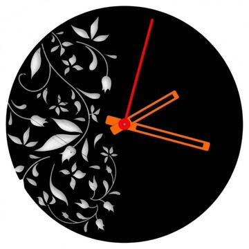 VivaTechnix Ceas de perete metalic Krodesign Flowers KRO-1091, diametru 50 cm, negru