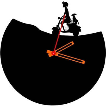 VivaTechnix Ceas de perete metalic Krodesign Vespa, diametru 50 cm, negru