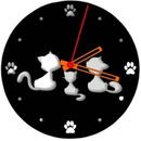 VivaTechnix Ceas de perete metalic Krodesign Kitty Cat KRO-1160, diametru 50 cm, negru