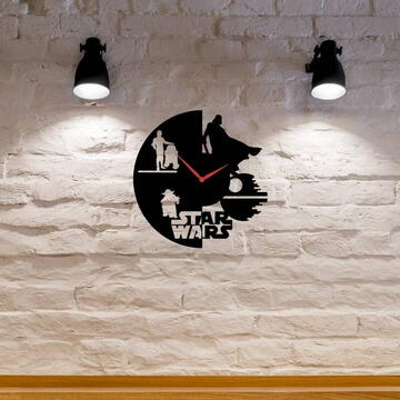 VivaTechnix Ceas de perete metalic Krodesign StarWars KRO-1159, diametru 50 cm, negru