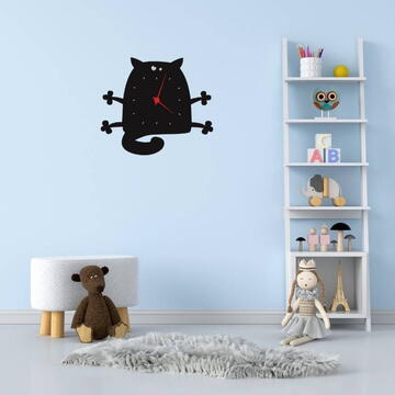 VivaTechnix Ceas de perete metalic Krodesign Cat KRO-1158, diametru 50 cm, negru