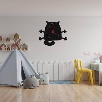 VivaTechnix Ceas de perete metalic Krodesign Cat KRO-1158, diametru 50 cm, negru