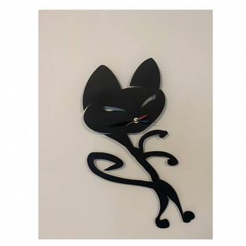 VivaTechnix Ceas de perete metalic Krodesign Black Cat-2, diametru 50 cm