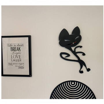 VivaTechnix Ceas de perete metalic Krodesign Black Cat-2, diametru 50 cm