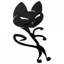 VivaTechnix Ceas de perete metalic Krodesign Black Cat-2, diametru 50 cm