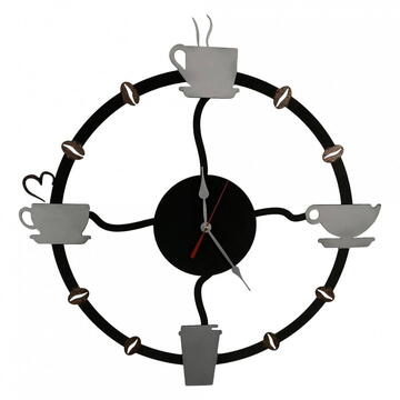 VivaTechnix Ceas de perete metalic Krodesign Coffee Time, diametru 50 cm