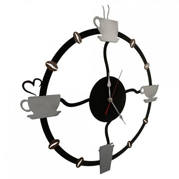 VivaTechnix Ceas de perete metalic Krodesign Coffee Time, diametru 50 cm