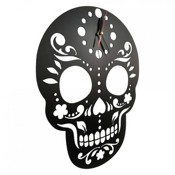 VivaTechnix Ceas de perete metalic Krodesign Skull, diametru 45 cm, negru
