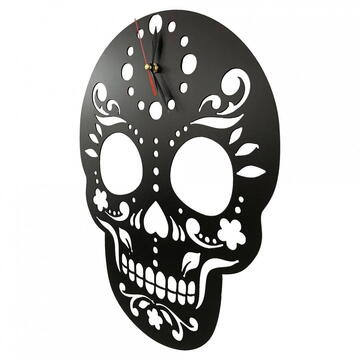 VivaTechnix Ceas de perete metalic Krodesign Skull, diametru 45 cm, negru