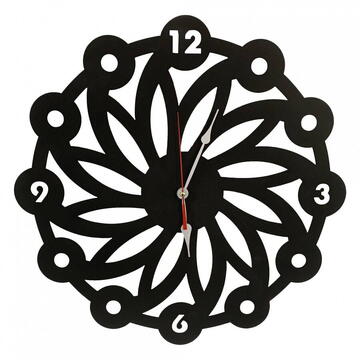 VivaTechnix Ceas de perete metalic Krodesign Daisy, diametru 50 cm, negru