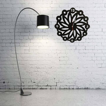 VivaTechnix Ceas de perete metalic Krodesign Daisy, diametru 50 cm, negru