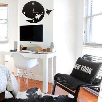 VivaTechnix Ceas de perete metalic Krodesign Plane, diametru 50 cm, negru