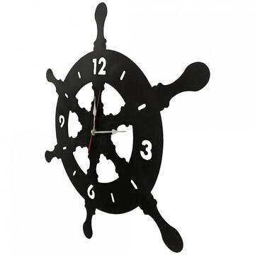 VivaTechnix Ceas de perete metalic Krodesign Rudder, diametru 70 cm, negru