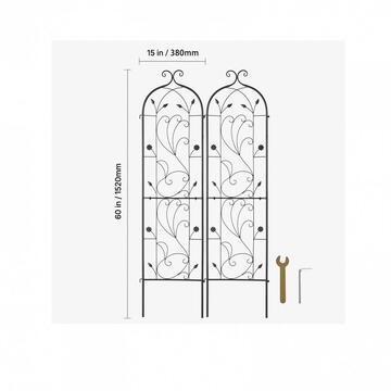 VivaTechnix Set 2 suporturi pentru plante agatatoare, 38 x 152 cm, Otel