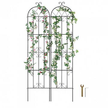 VivaTechnix Set 2 suporturi pentru plante agatatoare, 51 x 180 cm, Otel, Diametru teava 10 mm