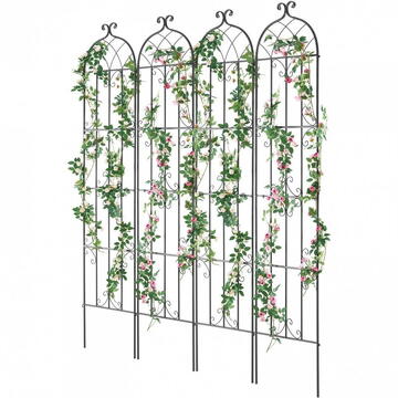 VivaTechnix Set 4 suporturi pentru plante agatatoare, 51 x 220 cm, Otel, Diametru teava 10 mm