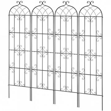 VivaTechnix Set 4 suporturi pentru plante agatatoare, 51 x 220 cm, Otel, Diametru teava 10 mm