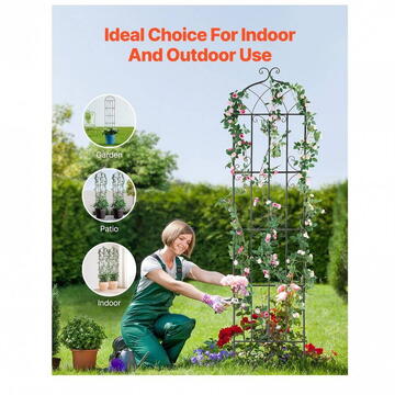 VivaTechnix Set 4 suporturi pentru plante agatatoare, 51 x 220 cm, Otel, Diametru teava 10 mm