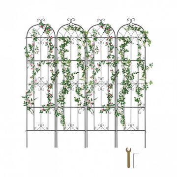 VivaTechnix Set 4 suporturi pentru plante agatatoare, 51 x 220 cm, Otel, Diametru teava 10 mm
