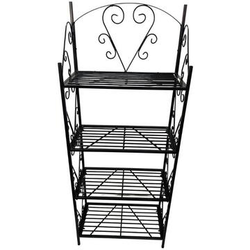 Suport pentru flori Vivatechnix VMD-1076 Negru, 60x30x155 cm,4 polite, demontabil