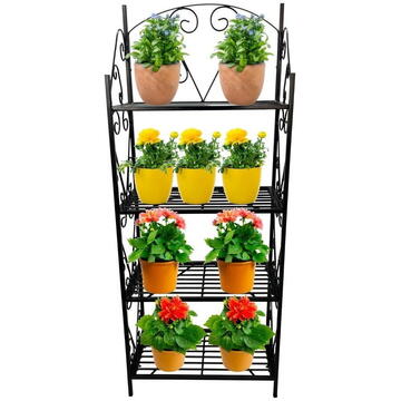 Suport pentru flori Vivatechnix VMD-1076 Negru, 60x30x155 cm,4 polite, demontabil