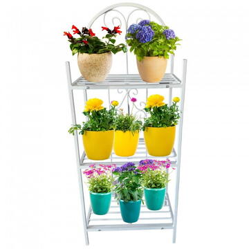 Suport pentru flori Vivatechnix VMD-1061 Alb, 50x30x125 cm, 3 polite, demontabil