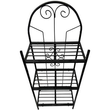 Suport pentru flori Vivatechnix VMD-1073, Negru, 50x30x125 cm, 3 polite, demontabil