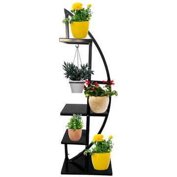 Suport pentru flori Vivatechnix VMD-1071 Arcade, Negru, 50x30x150 cm, 4 polite, demontabil
