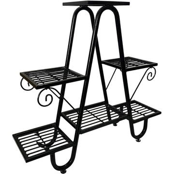 Suport pentru flori Vivatechnix VMD-1075, Negru, 81x22x77 cm, 5 polite