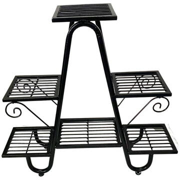 Suport pentru flori Vivatechnix VMD-1075, Negru, 81x22x77 cm, 5 polite