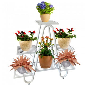 Suport pentru flori Vivatechnix VMD-1065, Alb, 81x22x77 cm, 5 polite