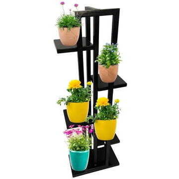 Suport pentru flori Vivatechnix VMD-1072, Negru, 40x20x118 cm, 6 polite
