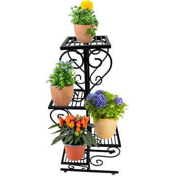 Suport pentru flori Vivatechnix VMD-1074, Negru, 50x22x105 cm, picioare reglabile